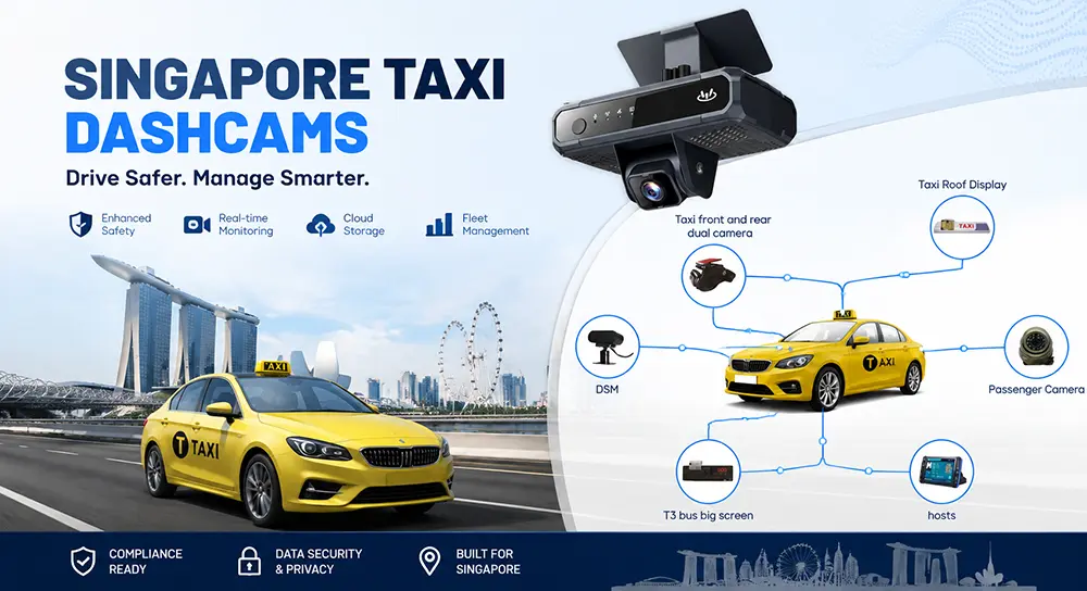 Singapore Taxis Dual Front & Rear Dashcams