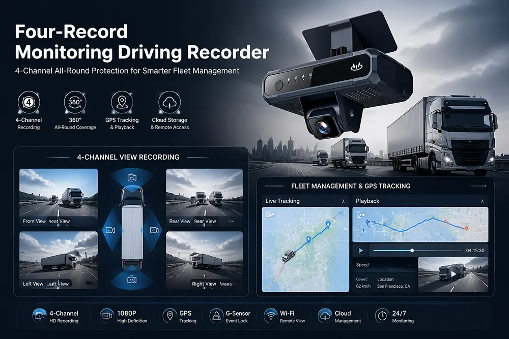Four-Record Monitoring Driving Recorder